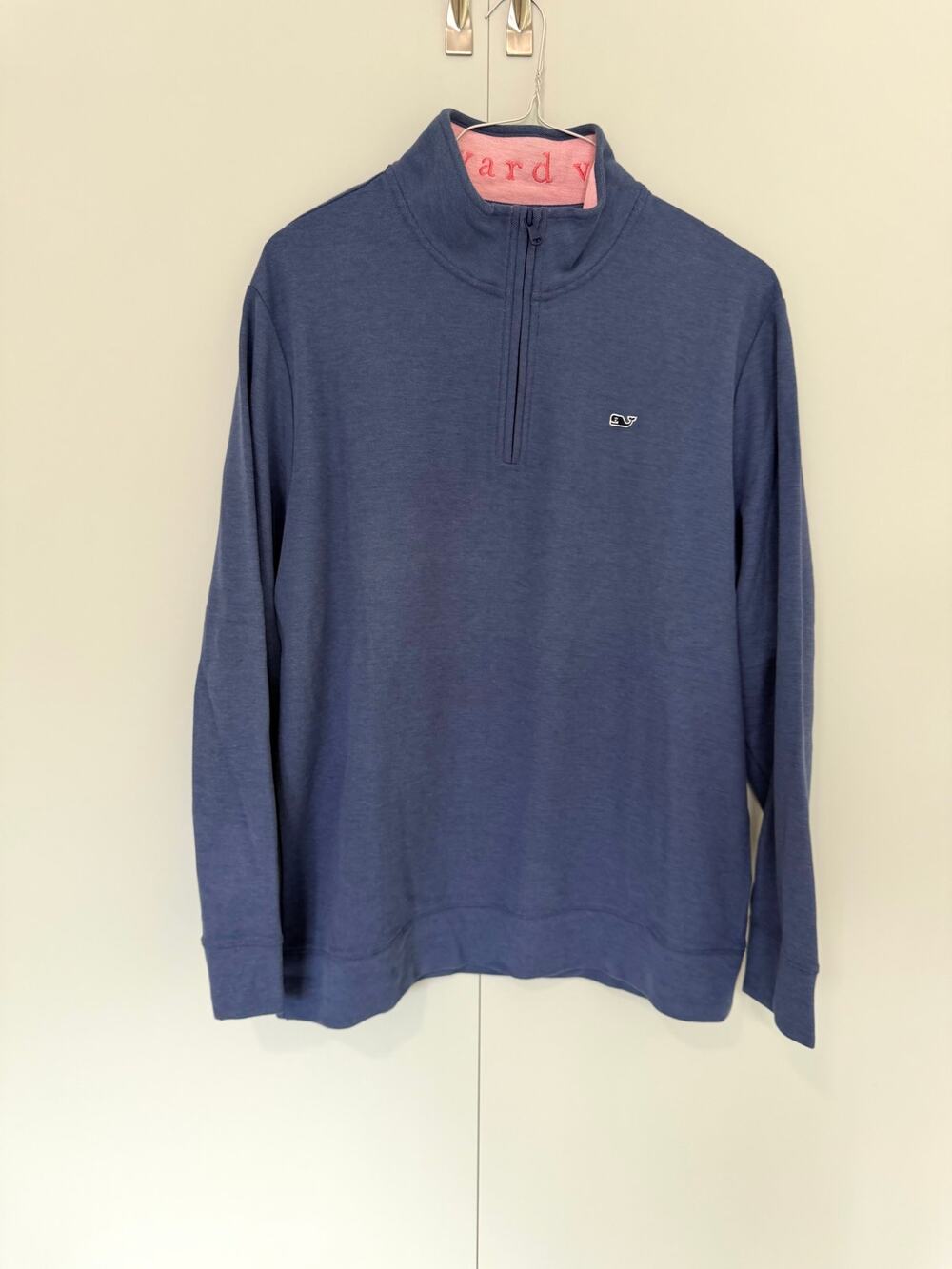 VINEYARD VINES Men's Reverse Oxford Pique 1/4 Zip Pullover in Blue